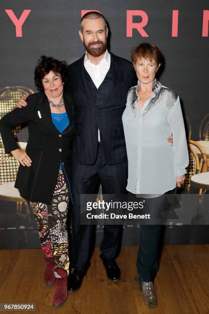 Ruby Wax, Rupert Everett and Celia Imrie attend the UK Premiere of "The Happy Prince" at the Vue West End on June 5, 2018 in London, England.