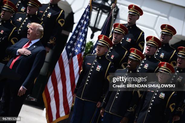 President Donald Trump participates in the "Celebration of America" at the White House in Washington, DC, on June 5, 2018. - Trump's "The Celebration...