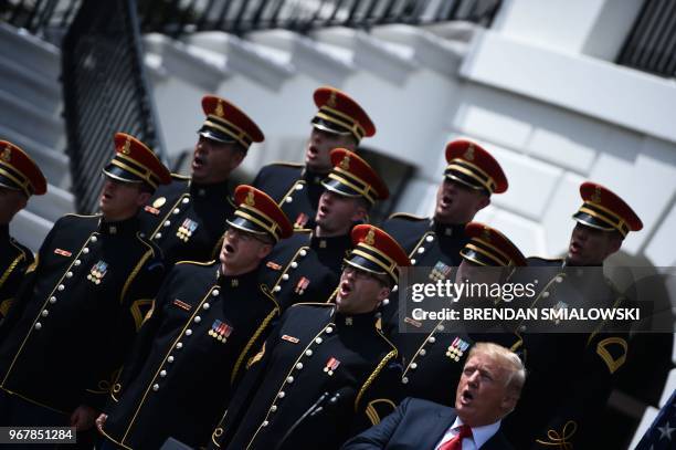 President Donald Trump participates in the "Celebration of America" at the White House in Washington, DC, on June 5, 2018. - Trump's "The Celebration...