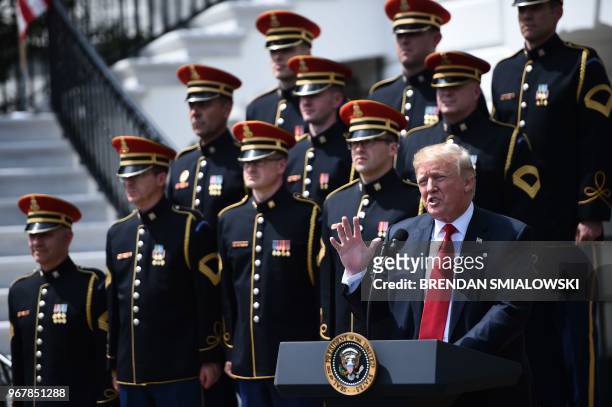 President Donald Trump participates in the "Celebration of America" at the White House in Washington, DC, on June 5, 2018. - Trump's "The Celebration...