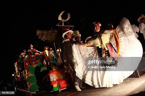 Revelers take over the streets of Veracruz dressed in costumes to play and participate of the traditional Veracruz' Carnival 2010 at Malecon Street...