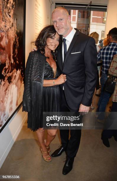 Nancy Dell'Olio and Jean-David Malat attend the Grand Opening of JD Malat Gallery in Mayfair on June 5, 2018 in London, England.