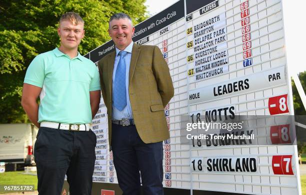 Tom Hallam and Michael Bradley of Notts Golf Club winners of The Lombard Trophy Midland Qualifier at Little Aston Golf Club on June 5, 2018 in Sutton...