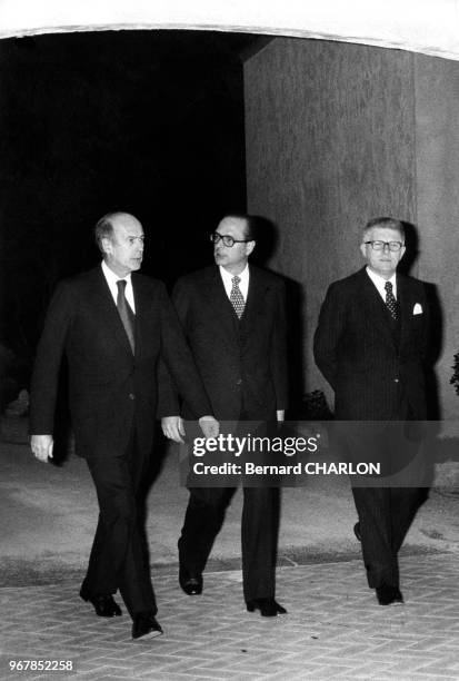 Le Président de la République Valéry Giscard d'Estaing, le Premier ministre Jacques Chirac et le ministre de l'Economie et des Finances Jean-Pierre...