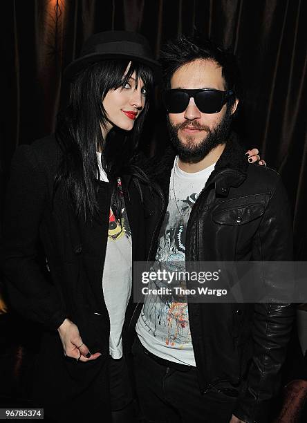 Ashlee Simpson-Wentz and Pete Wentz attend the Clandestine Industries by Pete Wentz after party at Andaz Wall Street on February 16, 2010 in New York...
