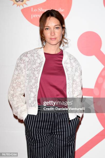 Cristiana Capotondi attends Convivio photocall on June 5, 2018 in Milan, Italy.