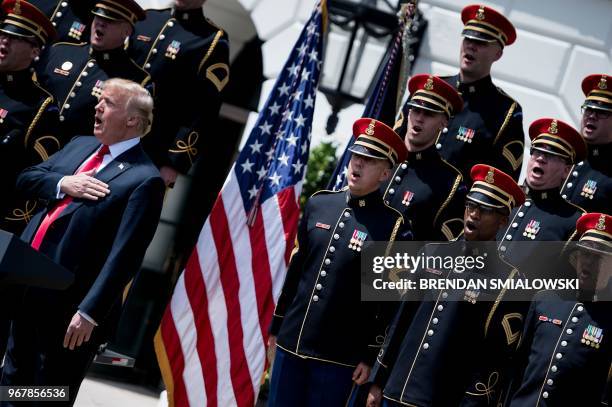 President Donald Trump participates in the "Celebration of America" at the White House in Washington, DC, on June 5, 2018. - Trump's "The Celebration...