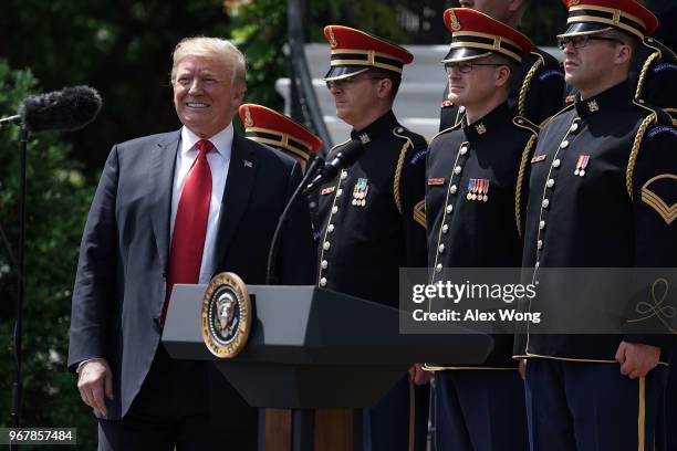 President Donald Trump hosts a 'Celebration of America' event on the south lawn of the White House June 5, 2018 in Washington, DC. The event,...