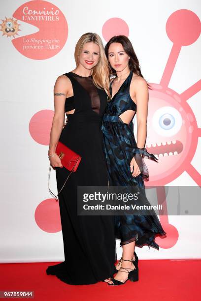 Michelle Hunziker and Aurora Ramazzotti attend Convivio photocall on June 5, 2018 in Milan, Italy.