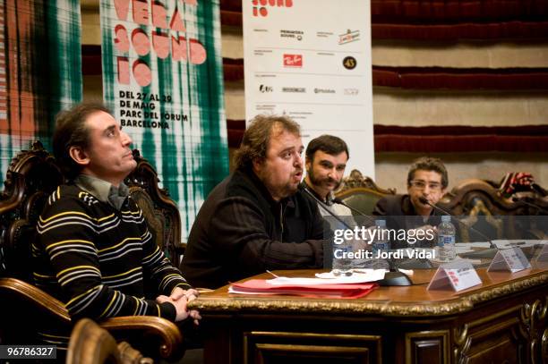 Santi Carrillo, Gabi Ruiz, Alberto Guijarro and Jordi Marti attend the San Miguel Primavera Sound 2010 presentation press conference, at Reial...