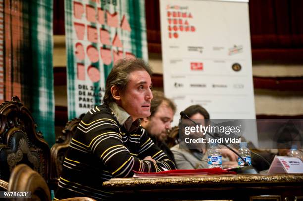 Santi Carrillo, Rockdelux Magazine Director, addresses the San Miguel Primavera Sound 2010 presentation press conference, at Reial Academia De...