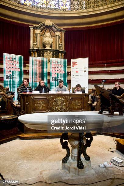 Santi Carrillo, Gabi Ruiz, Alberto Guijarro and Jordi Marti attend the San Miguel Primavera Sound 2010 presentation press conference, at Reial...