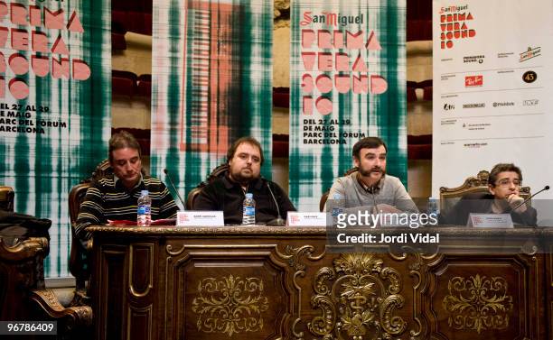 Santi Carrillo, Gabi Ruiz, Alberto Guijarro and Jordi Marti attend the San Miguel Primavera Sound 2010 presentation press conference, at Reial...