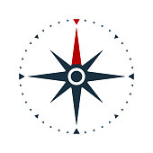 Compass rose icon, wind rose and navigation symbol