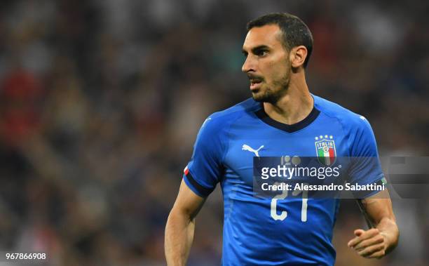 Davide Zappacosta of Italy looks on during the International Friendly match between France and Italy at Allianz Riviera Stadium on June 1, 2018 in...