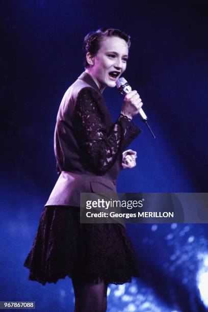 Patricia Kaas lors d'un concert le 19 novembre 1988 à Paris, France.