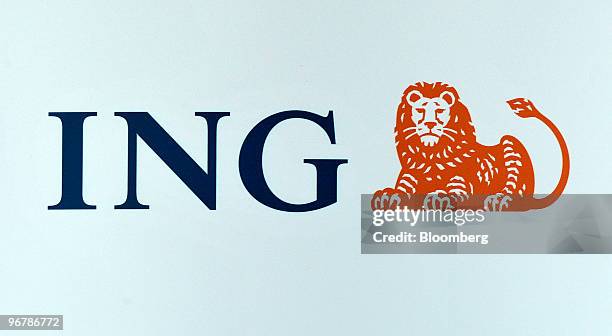 The ING Groep NV logo sits on display at the company's headquarters in Amsterdam, Netherlands, on Wednesday, Feb. 17, 2010. ING Groep NV, the biggest...