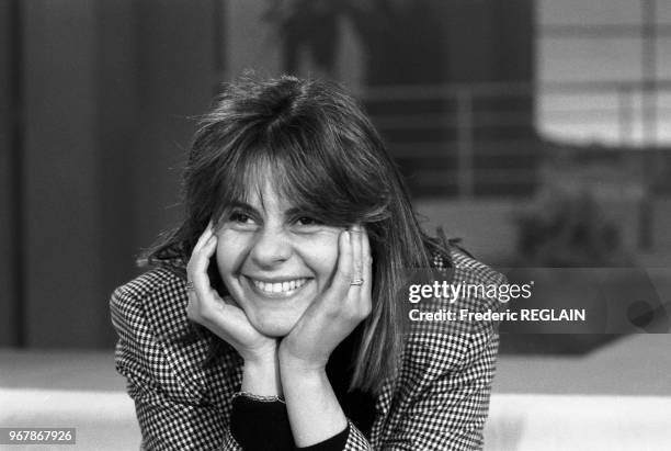 Dominique Cantien, productrice de télévision, le 25 février 1986 à Paris, France.