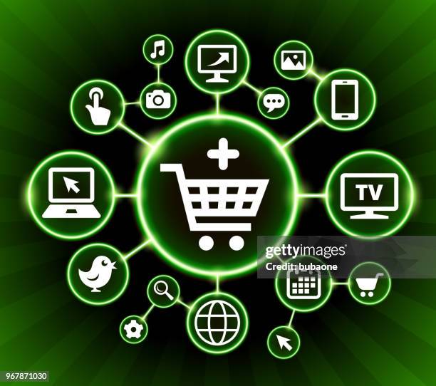 add to shopping cart internet communication technology dark buttons background - computer keyboard hands stock illustrations