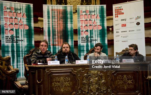 Santi Carrillo, Gabi Ruiz, Alberto Guijarro and Jordi Marti appear at San Miguel Primavera Sound 2010 presentation press conference at Reial Academia...