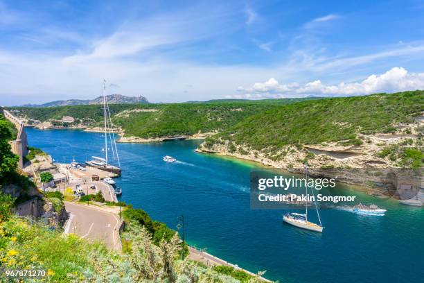 view of ostriconi beach with beautiful sea lagoon, corsica island - balagne stock-fotos und bilder