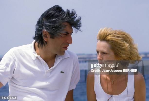 Gérard Darmon et sa femme Nicole au Festival de Sète le 24 juin 1984, France.