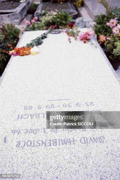 Tombe de l'actrice Romy Schneider et de son fils David le 27 novembre 1982 à Boissy-sans-Avoir, France.
