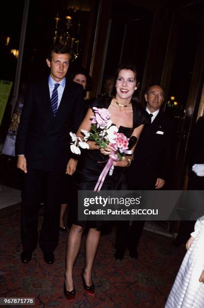 La princesse Caroline de Monaco et son époux Stefano Casiraghi le 16 avril 1985 à Monaco.