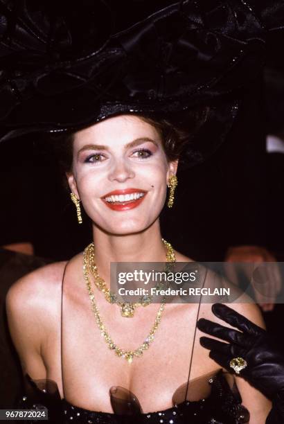 Actrice Cyrielle Clair lors d'une soirée le 28 mai 1985 à Paris, France.