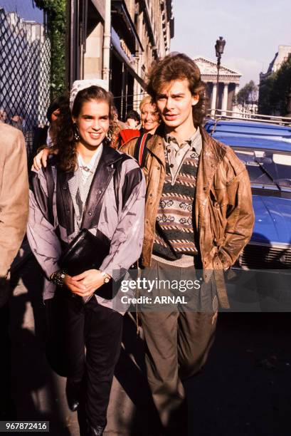 La patineuse sur glace Katarina Witt et Ingo Politz, musicien et producteur, le 14 novembre 1988 à Paris, France.