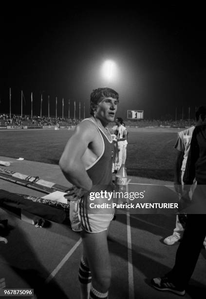 Le champion de saut à la perche Sergueï Bubka le 16 juillet 1985 à Nice, France.