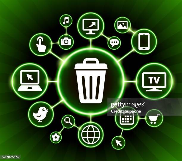 ilustraciones, imágenes clip art, dibujos animados e iconos de stock de bote de basura del fondo de botones oscuros de tecnología de comunicación de internet - tin can phone