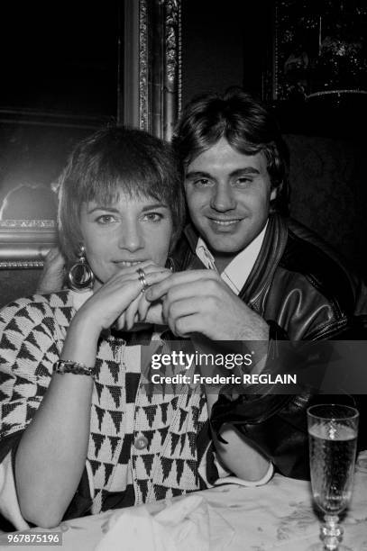 Nicole Calfan et François Valéry lors d'une soirée le 18 mars 1986 à Paris, France.