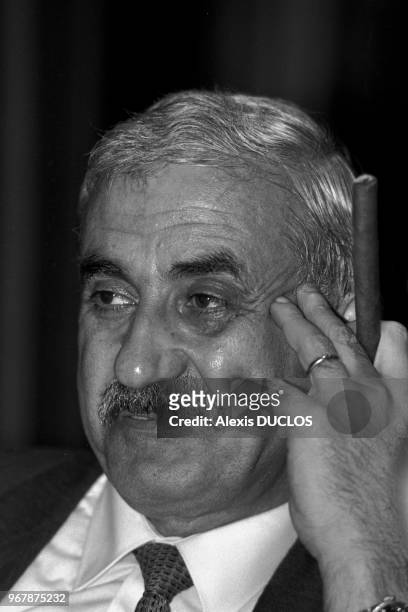 Georges Habache lors d'un cnseil national palestinien à Alger le 27 avril 1987, Algérie.