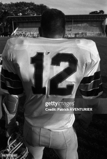 Joueur de football américain lors d'un match le 19 juillet 1985 à Biarritz, France.