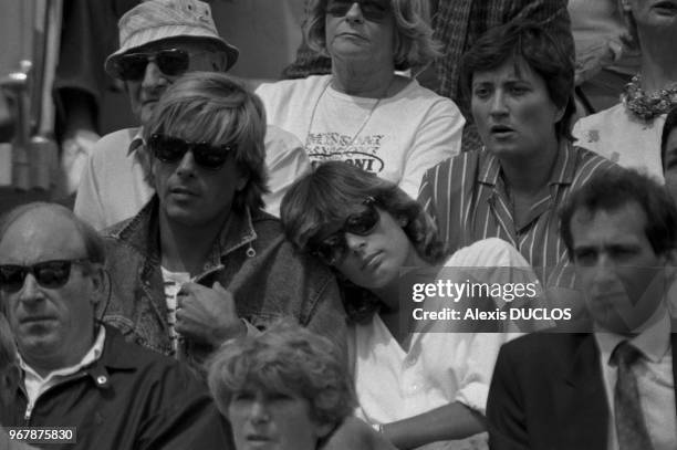 Stéphanie de Monaco et son fiancé Mario Oliver à Roland-Garros le 26 mai 1987, Paris, France.