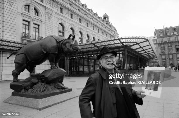 Fozuko Mizushima, président de Fujikama, en visite à Paris pour l'exposition-vente de la collection Renand à Drouot, le 20 novembre 1987, France.