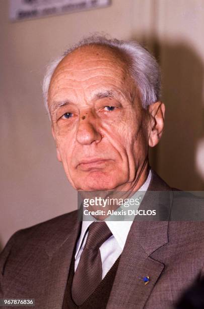 Le professeur Jean Dausset, médecin immunologue Prix Nobel de médecine, le 14 avril 1989 à Paris, France.