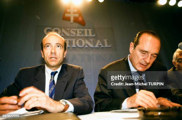 Alain Juppé et Jacques Chirac, à Paris, France le 13 avril 1991.