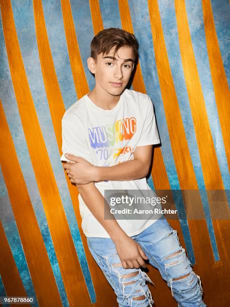 Singer Johnny Orlando is photographed for Tiger Beat Magazine on November 25, 2017 at Sid's Gold Request Room in New York City.