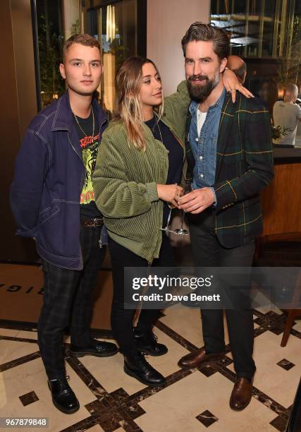 Rafferty Law, Clementine Linieris and Jack Guinness attend JKS Restaurants launch of Brigadiers on June 5, 2018 in London, England.