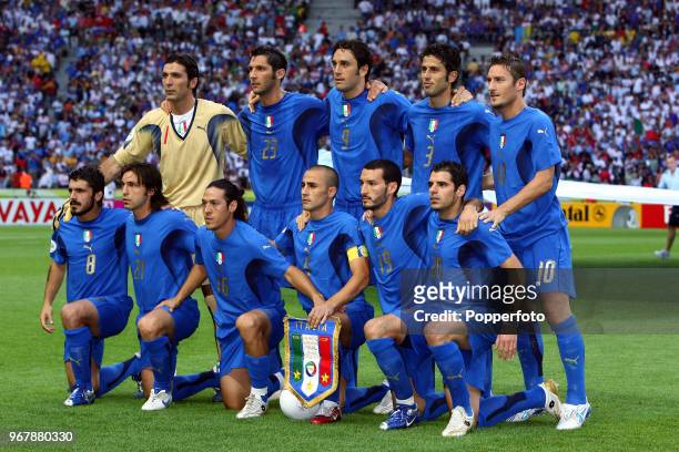 The Italy football team prior to the FIFA World Cup Final between Italy and France at the Olympic Stadium in Berlin on July 9th, 2006. Italy won on...
