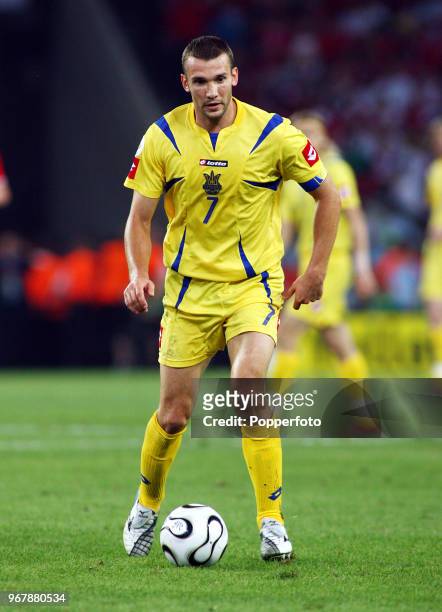 Andriy Shevchenko of Ukraine in action during the FIFA World Cup Round of Sixteen match between Switzerland and Ukraine at the Stadium in Cologne on...