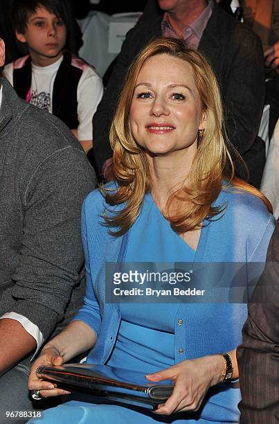 Actress Laura Linney attends the Michael Kors Fall 2010 Fashion Show during Mercedes-Benz Fashion Week at TheTent at Bryant Park on February 17, 2010...