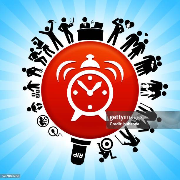 wecker lifecycle phasen des lebens hintergrund - lebenszyklus stock-grafiken, -clipart, -cartoons und -symbole