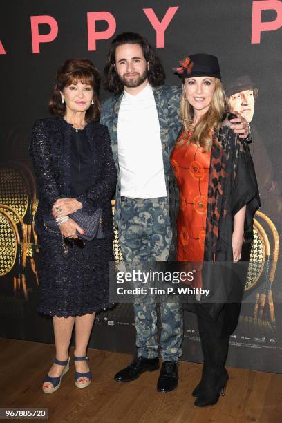 Stephanie Beacham, Emma Samms and a guest attend the UK premiere of 'The Happy Prince' at Vue West End on June 5, 2018 in London, England.