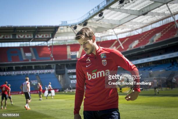 Haavard Nordtveit of Norway during training at Ullevaal Stadion on June 5, 2018 in Oslo, Norway.