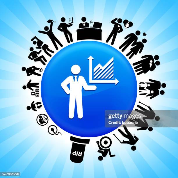 ilustrações de stock, clip art, desenhos animados e ícones de businessman and stock charts lifecycle stages of life background - ciclo de vida