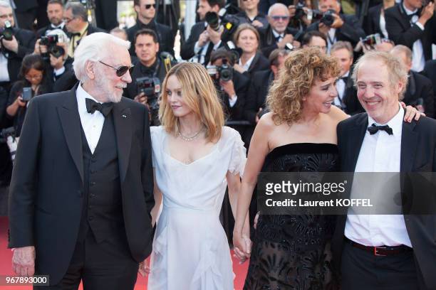 Donald Sutherland, Vanessa Paradis, Valeria Golino and Arnaud Desplechin attend 'The Last Face' Premiere during the 69th annual Cannes Film Festival...