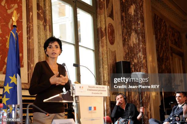 Rachida Dati recoit les chefs d'établissement pénitentiares au ministère de la justice Paris le 23 septembre 2008.